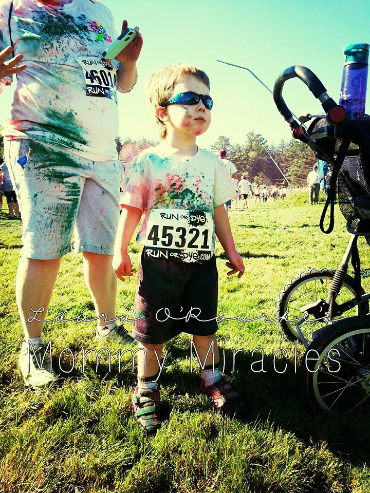 Boy at the end of his first race