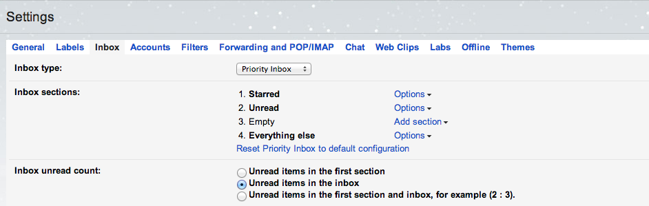 Gmail Priority Inbox Configuration