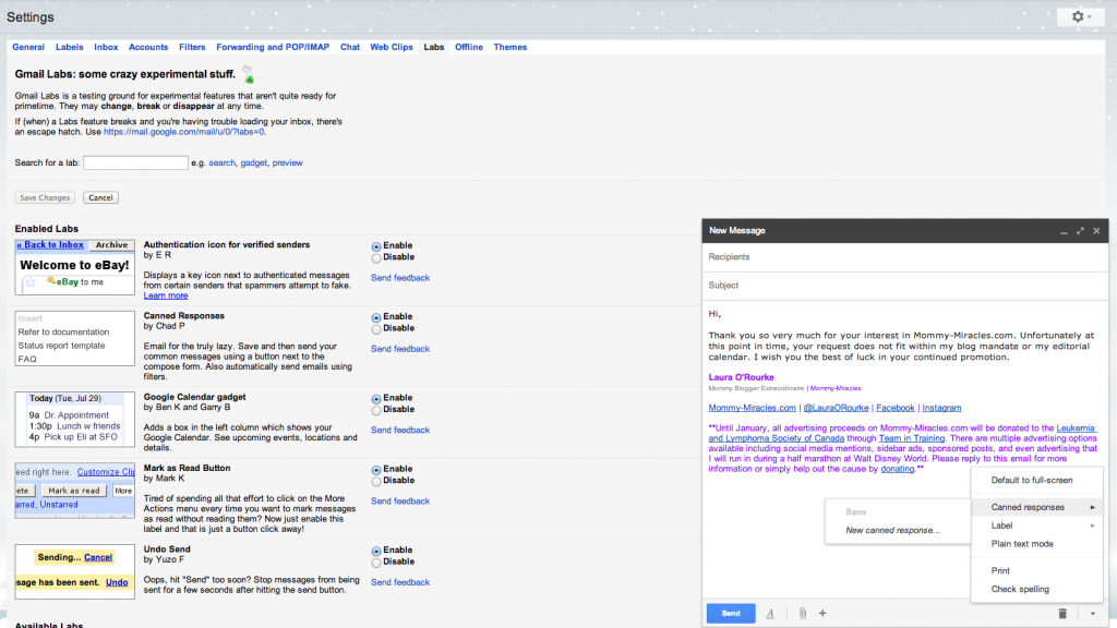 Canned Email Responses in Gmail