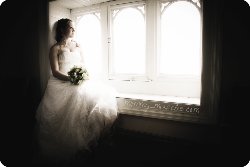 Sitting on a windowsill as a bride