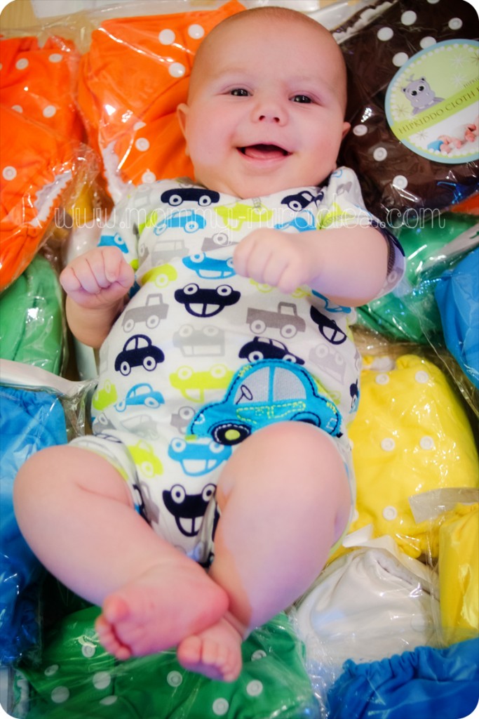 Gavin with lots of new Hipkiddo cloth diapers