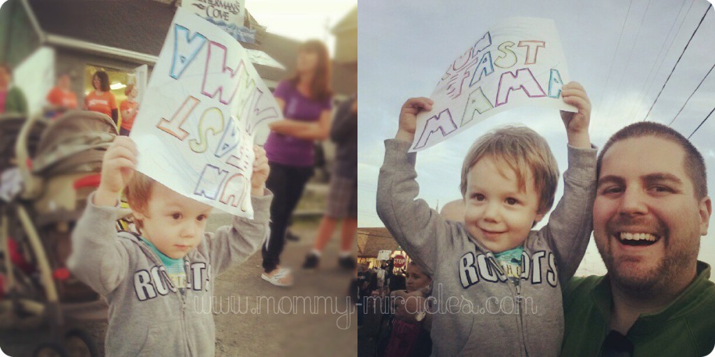 Cameron cheering during Mama's race