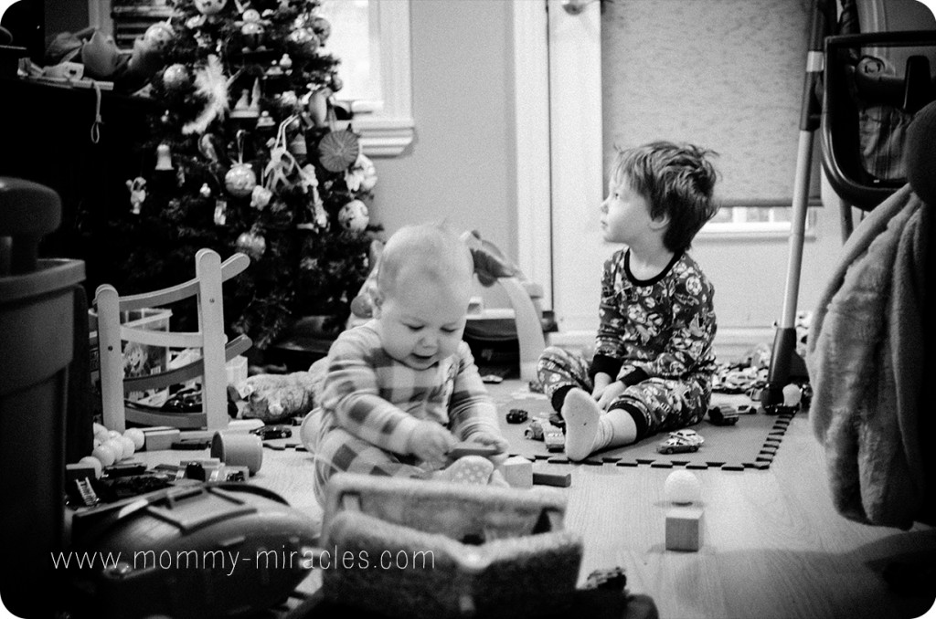 Cameron and Gavin sitting in our living room